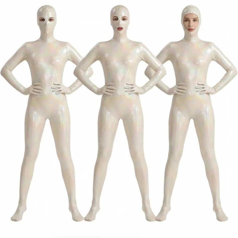 Shapewear Bodysuit Firm - Macacão Feminino Zentai Brilhante com Gradiente,